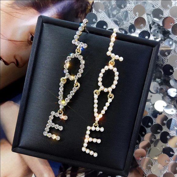 Jewelry - Love Gold Tone Long Earrings